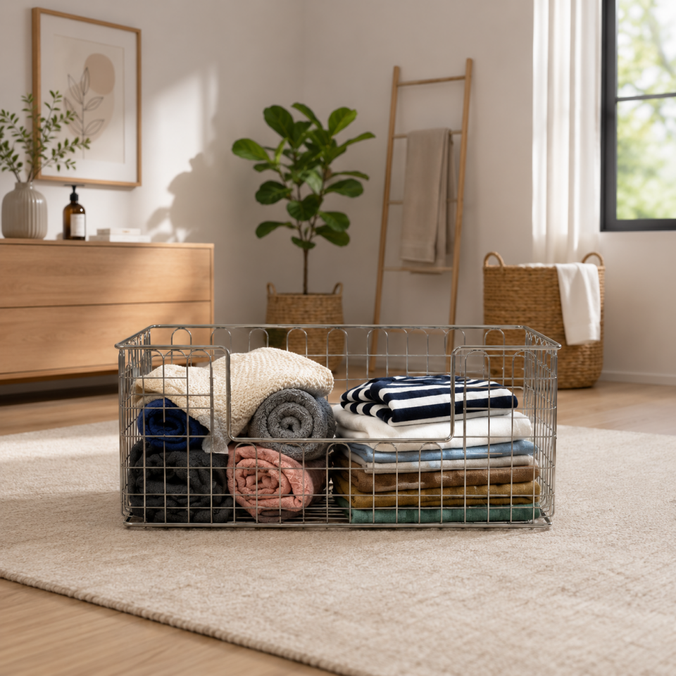 36 Litre Paslanmaz Çelik Çamaşır Sepeti 60x30x20 cm – Modern Düzenleyici ve Garantili