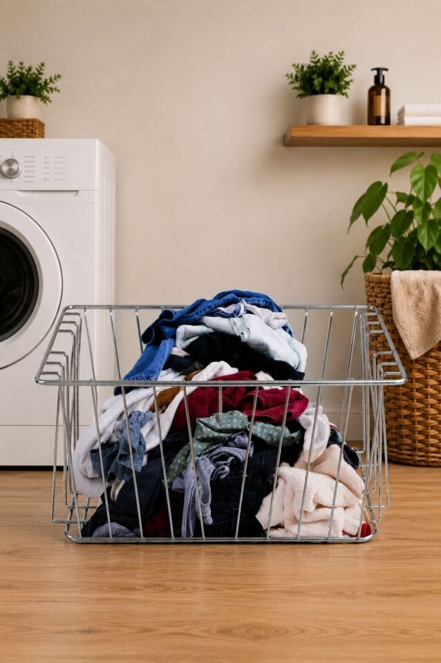 40 Litre Paslanmaz Çelik Çamaşır Sepeti 60x30x20 cm – Modern Düzenleyici ve Garantili