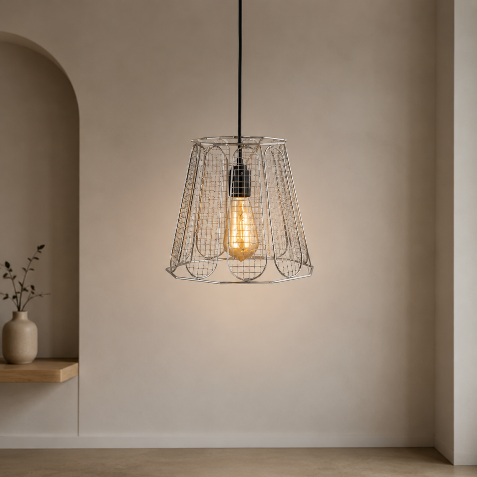 Krom Loft Avize Tekli Sarkıt – Endüstriyel Modern Dekoratif Aydınlatma