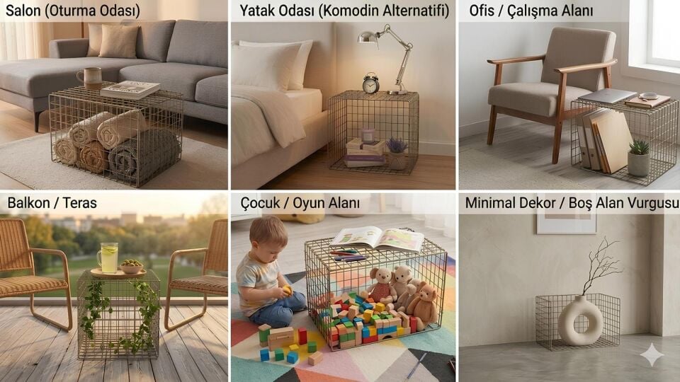 Krom Kaplama Tel sehpa - Salon, Ofis ve Çocuk Odası İçin Minimalist Dekoratif Sehpa