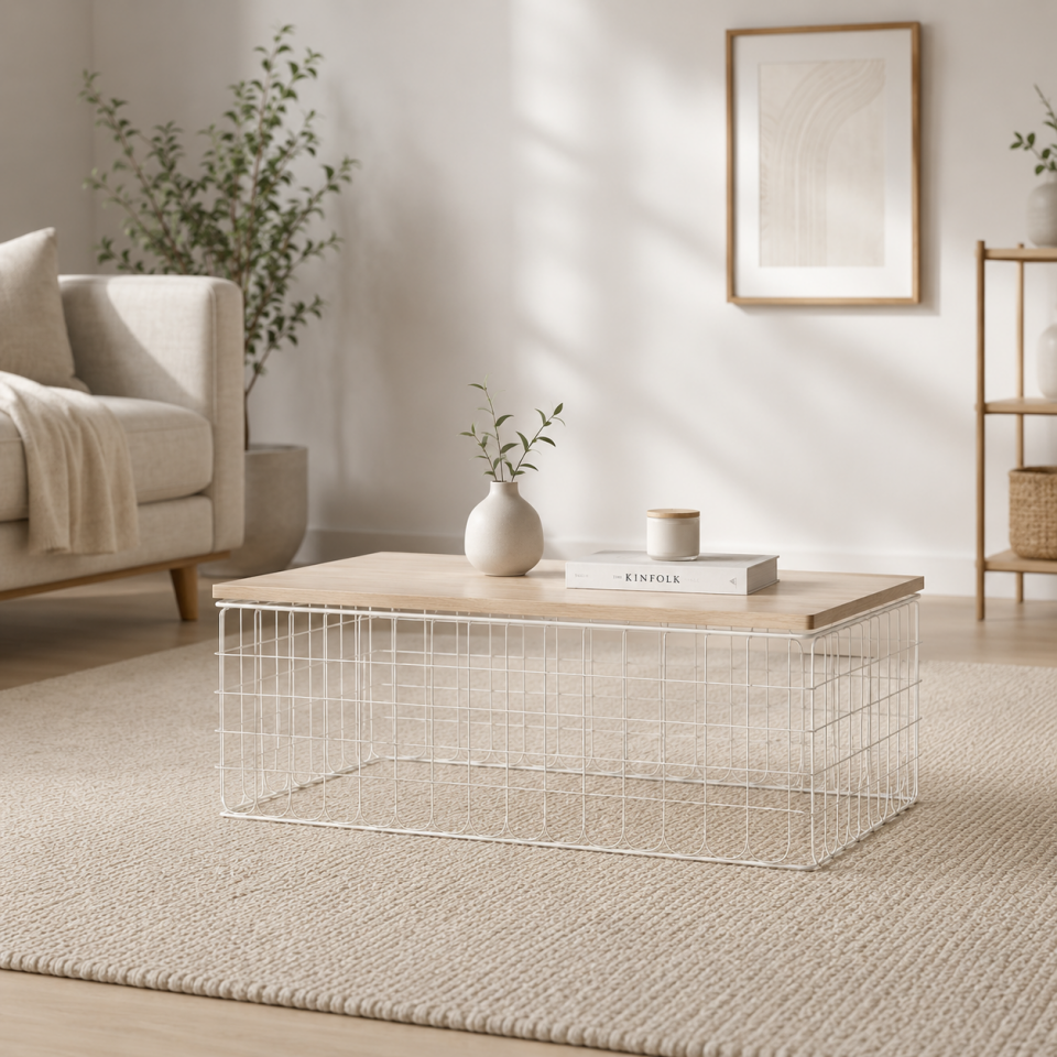 Krom Kaplama Tel sehpa - Salon, Ofis ve Çocuk Odası İçin Minimalist Dekoratif Sehpa